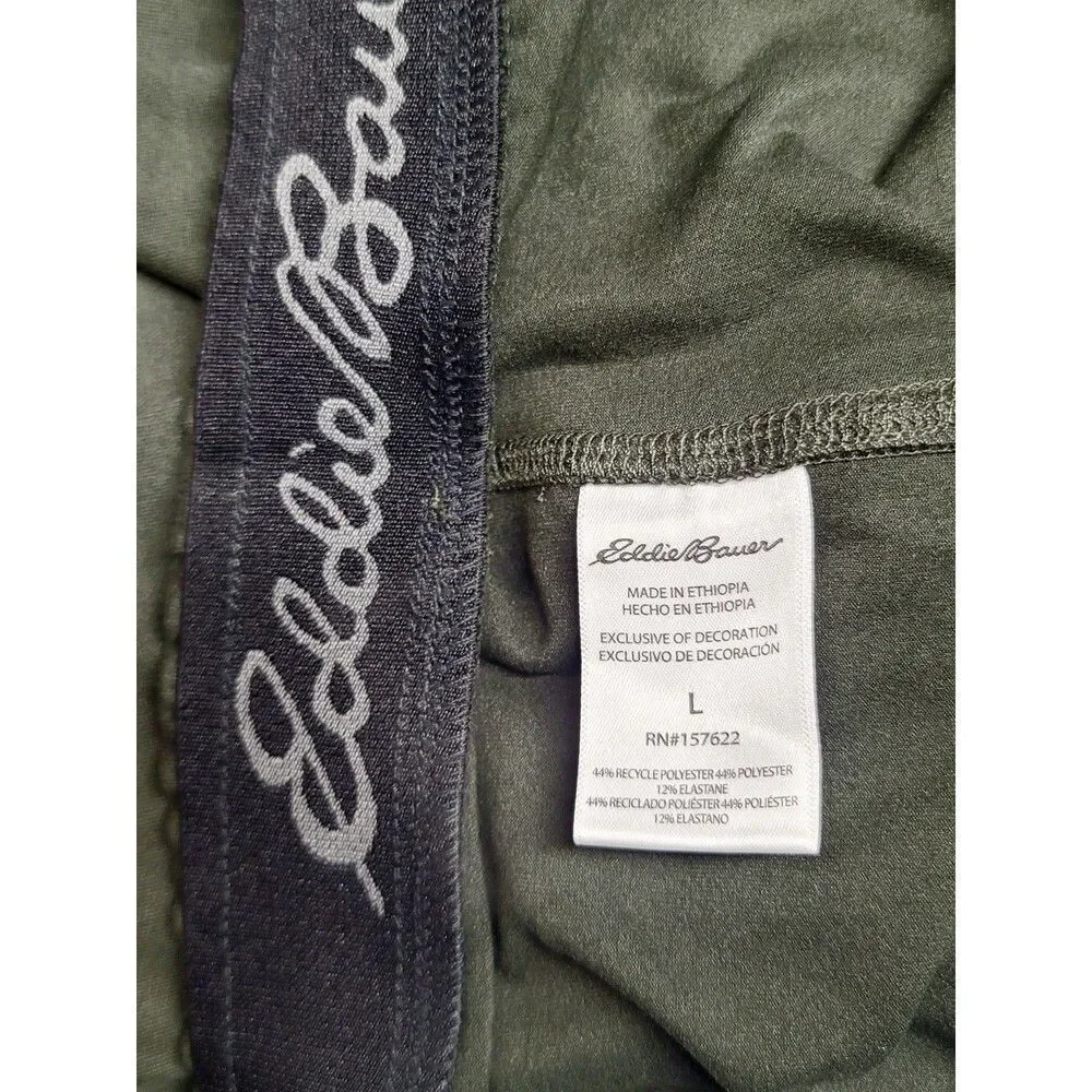 Eddie Bauer Men's M Knit Lounge Shorts 2-pack Zip Secured Pocket B15 Gray Green